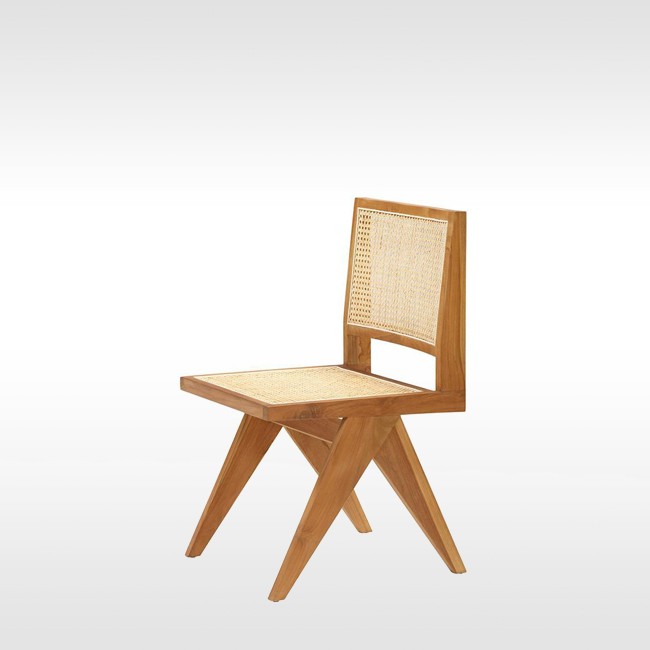 Aime Té stoel Pierre Jeanneret Rattan Dining Chair zonder armleuning door Pierre Jeanneret