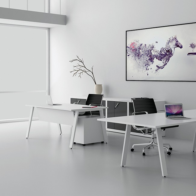 Raio bureau Endow X in hoogte verstelbaar (wit onderstel) door Raio Design Studio