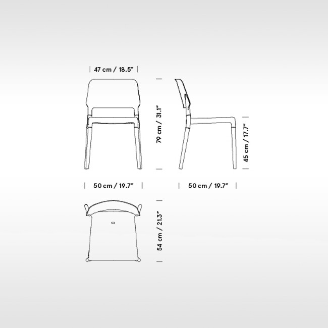 Santa & Cole stoel Belloch met aluminium pootstel door Lagranja Design