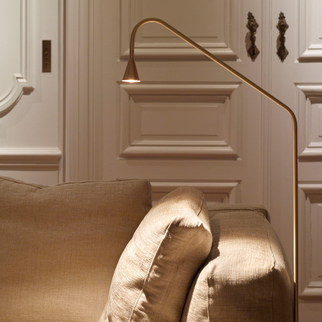 Trizo21 Austere Brushed Brass Floor Lamp designed by Hans