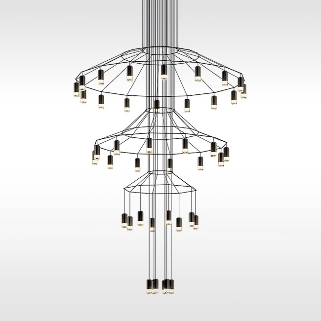 Vibia hanglamp Wireflow Chandelier 0378. door Arik Levy
