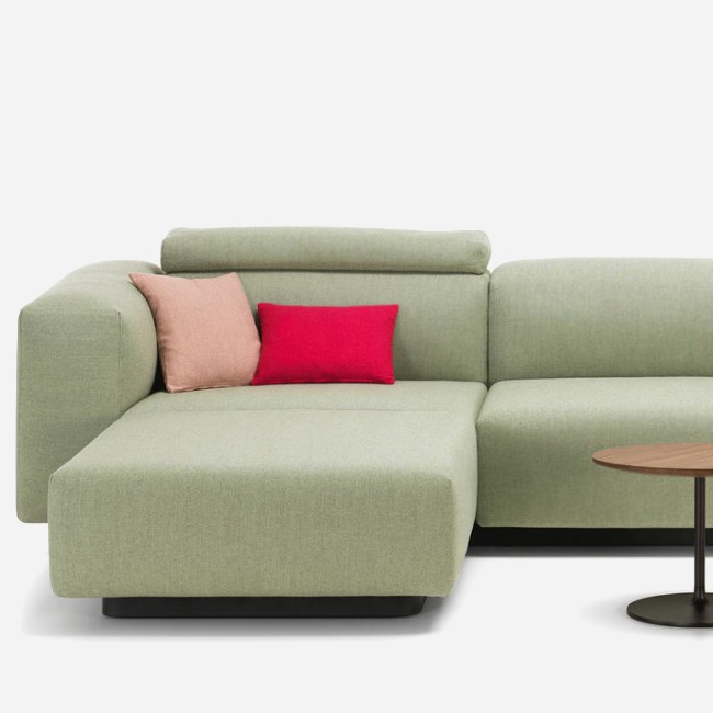 Vitra bank Soft Modular Sofa 3-zits met Chaise Longue door Jasper Morrison