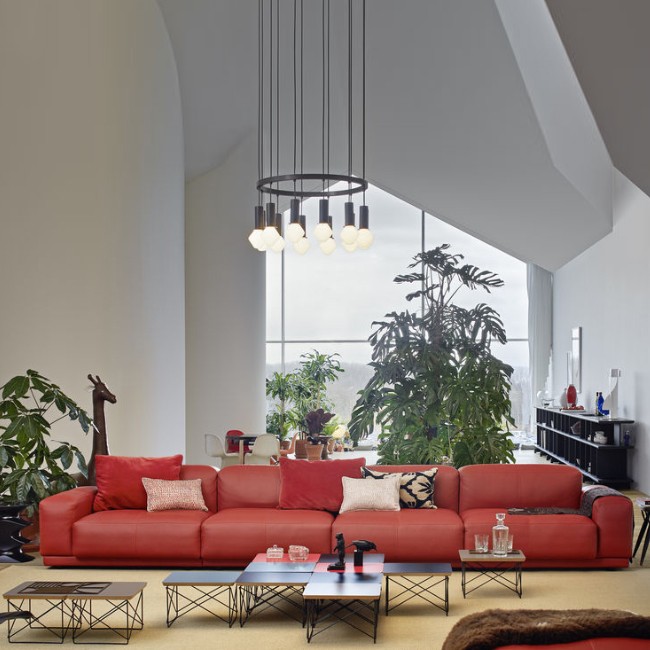 Vitra bank Soft Modular Sofa 3-zits met Chaise Longue door Jasper Morrison