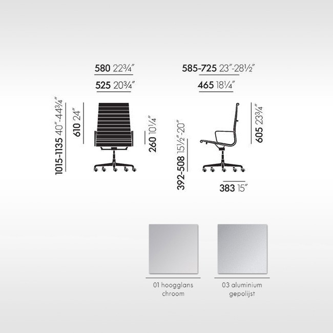 Vitra bureaustoel Aluminium Chair EA 119 stof door Charles & Ray Eames