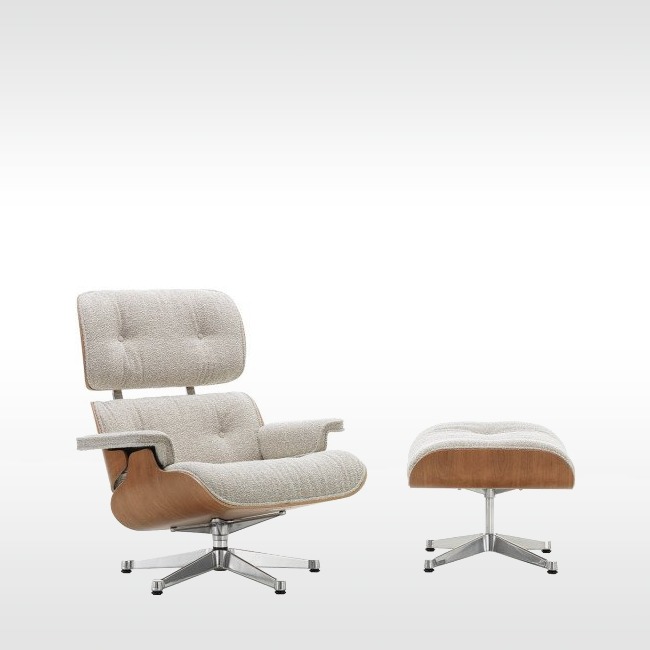 Vitra loungestoel Eames Lounge Chair wit gepigmenteerd noten door Charles & Ray Eames