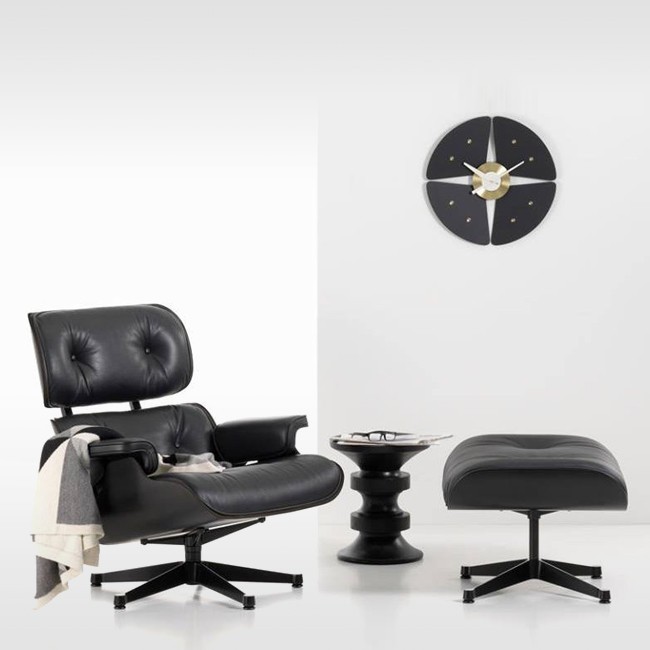 Vitra loungestoel Eames Lounge Chair zwart essenhout door Charles & Ray Eames