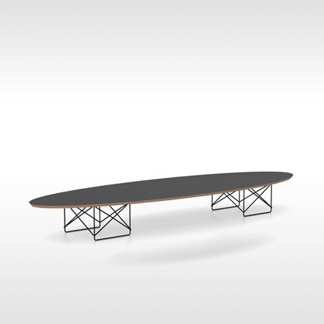 Vitra salontafel Elliptical Table ETR zwart gepoedercoat onderstel door Charles & Ray Eames
