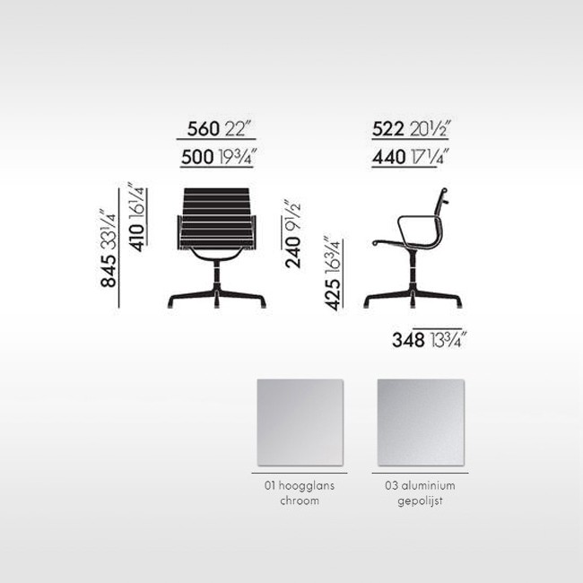 Vitra stoel Aluminium Chair EA 104 leer door Charles & Ray Eames