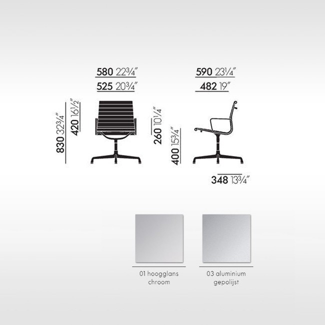 Vitra stoel Aluminium Chair EA 108 leer door Charles & Ray Eames