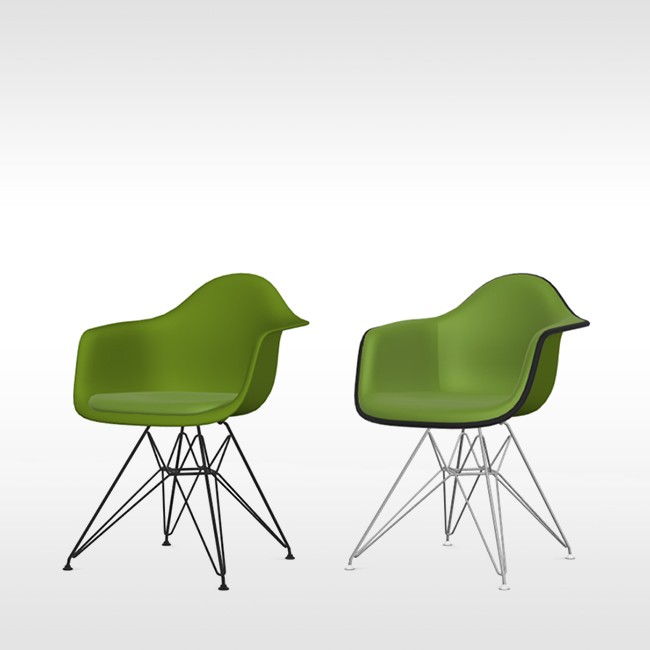 Vitra stoel Eames Plastic Armchair DAR Bosgroen bekleed door Charles & Ray Eames