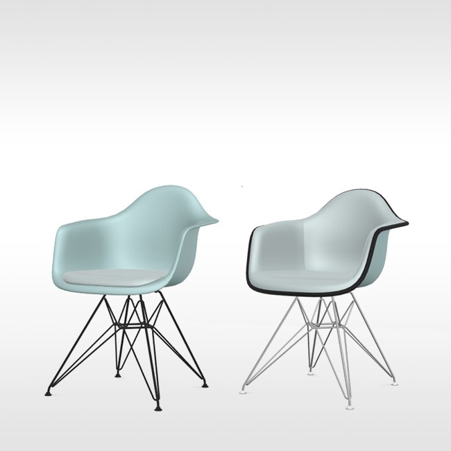 Vitra stoel Eames Plastic Armchair DAR Ijsgrijs bekleed door Charles & Ray Eames