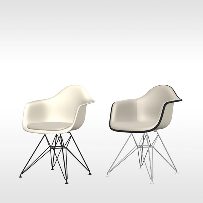 Vitra stoel Eames Plastic Armchair DAR Kiezelsteen bekleed door Charles & Ray Eames