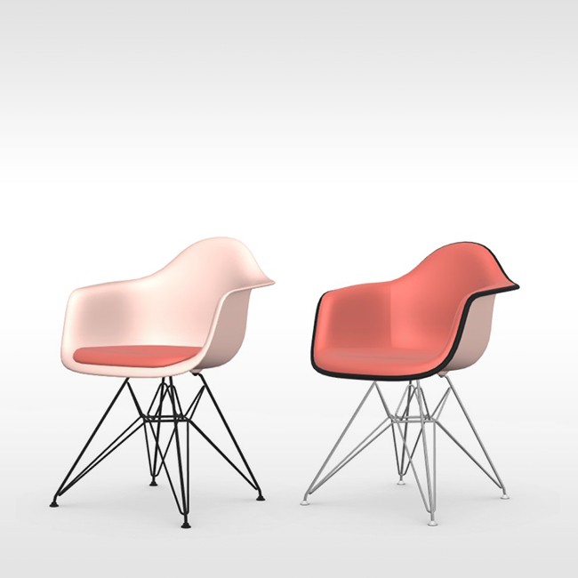 Vitra stoel Eames Plastic Armchair DAR Pale Rose bekleed door Charles & Ray Eames