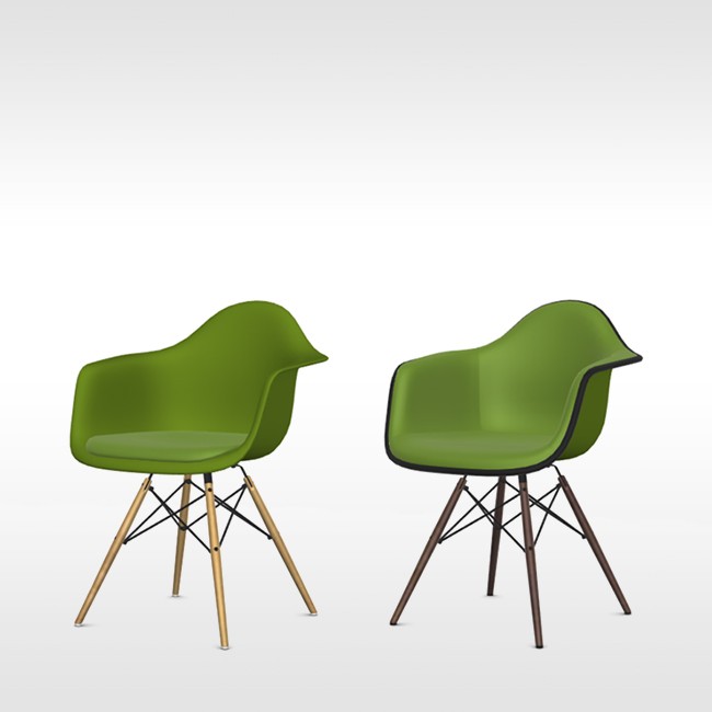 Vitra stoel Eames Plastic Armchair DAW Bosgroen bekleed door Charles & Ray Eames