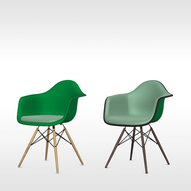 Vitra stoel Eames Plastic Armchair DAW Groen bekleed door Charles & Ray Eames