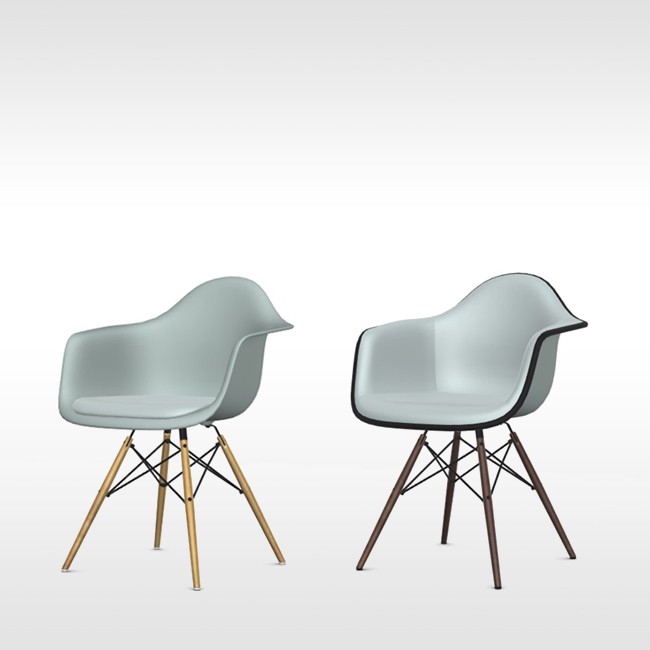 Vitra stoel Eames Plastic Armchair DAW Helder Grijs bekleed door Charles & Ray Eames