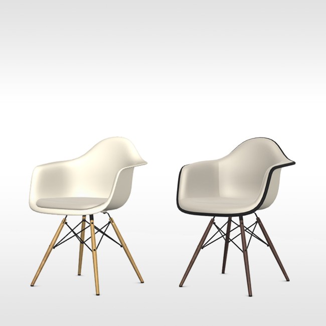 Vitra stoel Eames Plastic Armchair DAW Kiezelsteen bekleed door Charles & Ray Eames