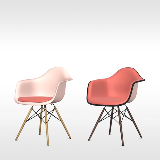 Vitra stoel Eames Plastic Armchair DAW Pale Rose bekleed door Charles & Ray Eames