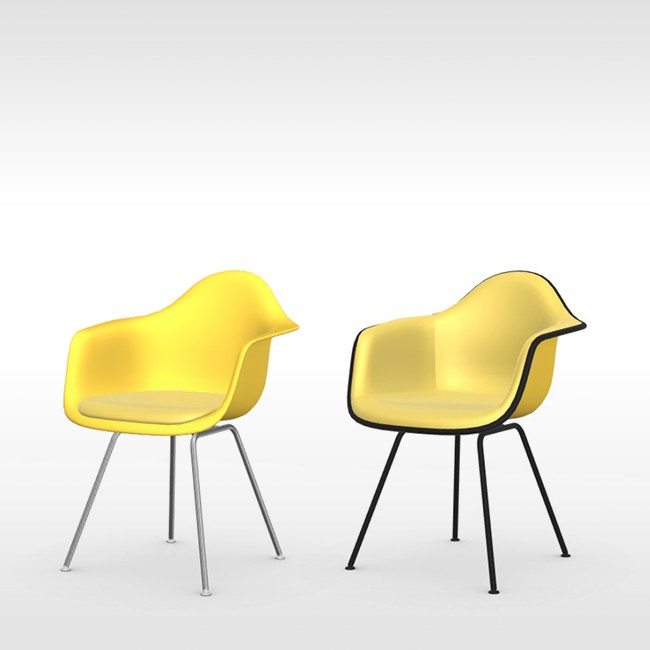 Vitra stoel Eames Plastic Armchair DAX Sunlight bekleed door Charles & Ray Eames