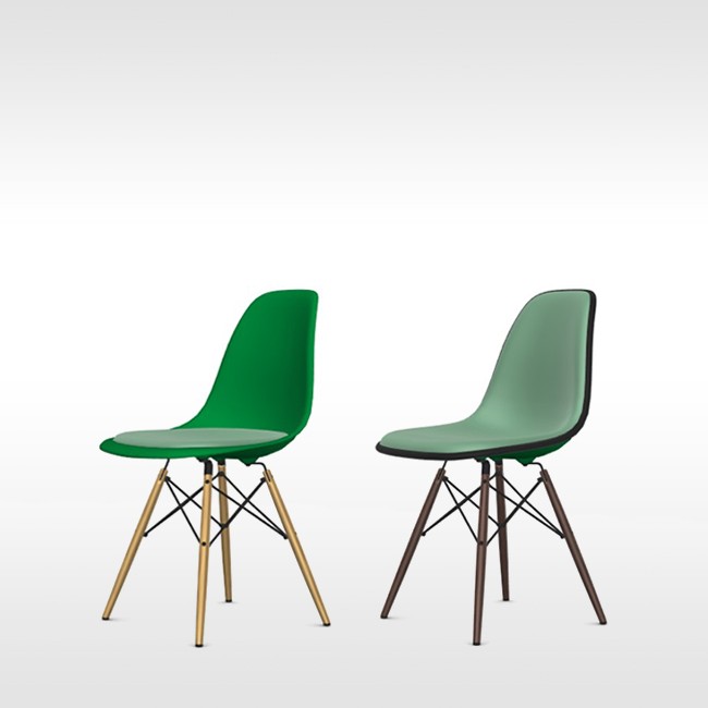 Vitra stoel Eames Plastic Chair DSW Groen bekleed door Charles & Ray Eames