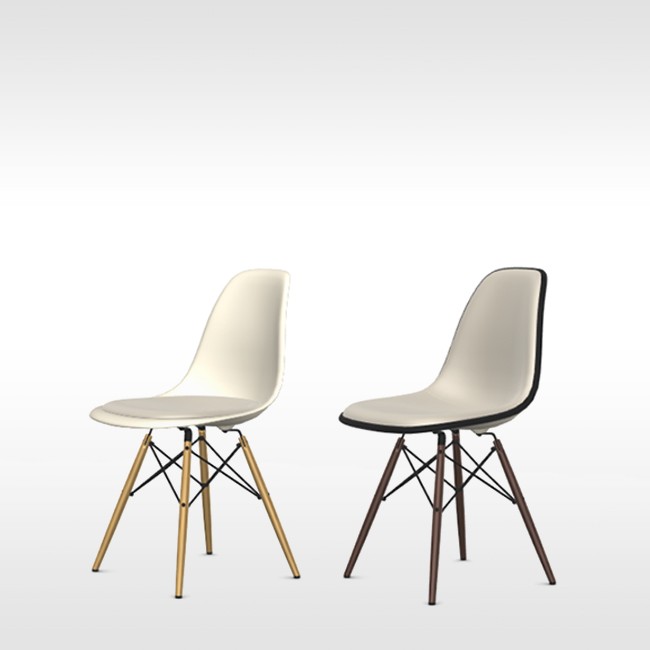 Vitra stoel Eames Plastic Chair DSW Kiezelsteen bekleed door Charles & Ray Eames