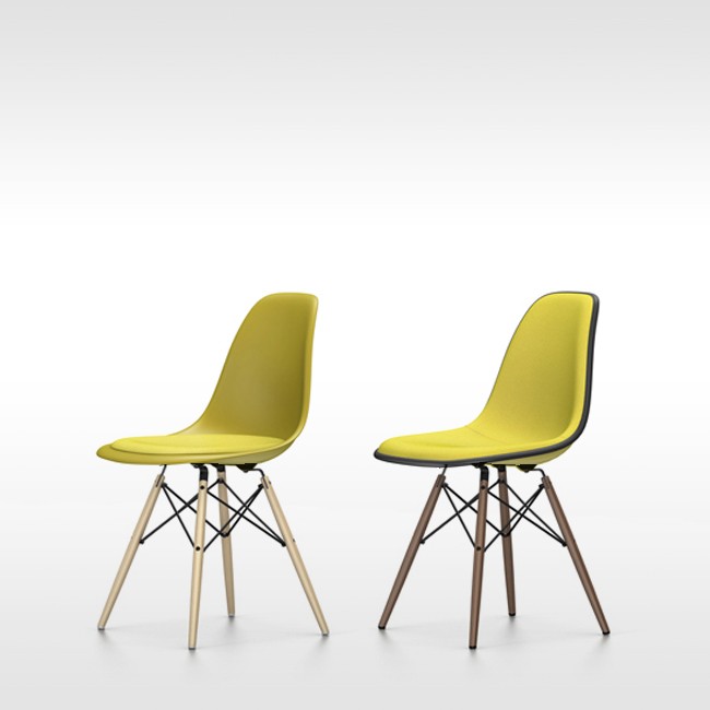 Vitra stoel Eames Plastic Chair DSW Mosterd bekleed door Charles & Ray Eames