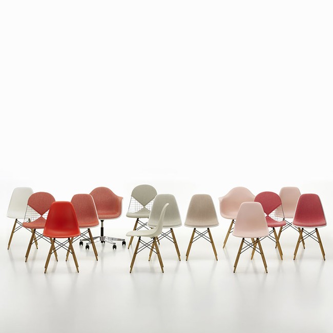 Vitra stoel Eames Plastic Chair DSW Pale Rose bekleed door Charles & Ray Eames
