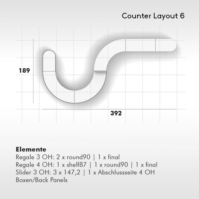 Werner Works wandsysteem Basic Flow COUNTER Layout 6 door Büro + Staubach
